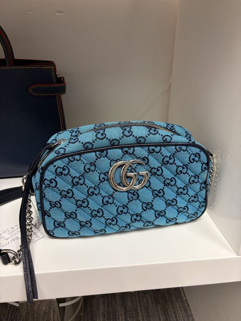 Gucci GG Marmont Multicolor Small Blue Camera Bag